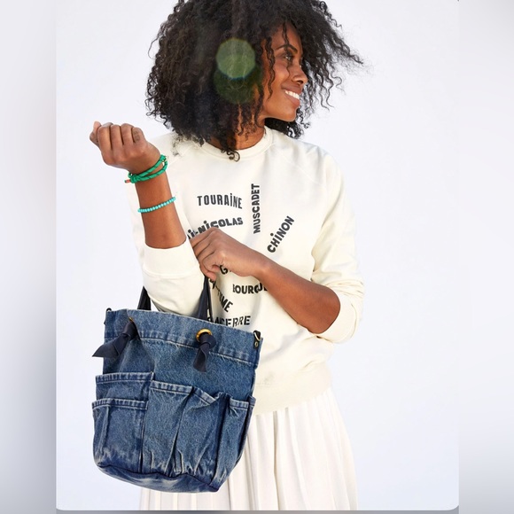 Clare V Washed Denim Marine tote, handbag NWT $195 - Picture 1 of 7